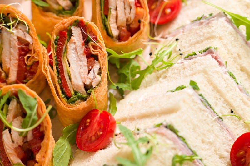Avocado Ranch Chicken Wrap with fresh greens